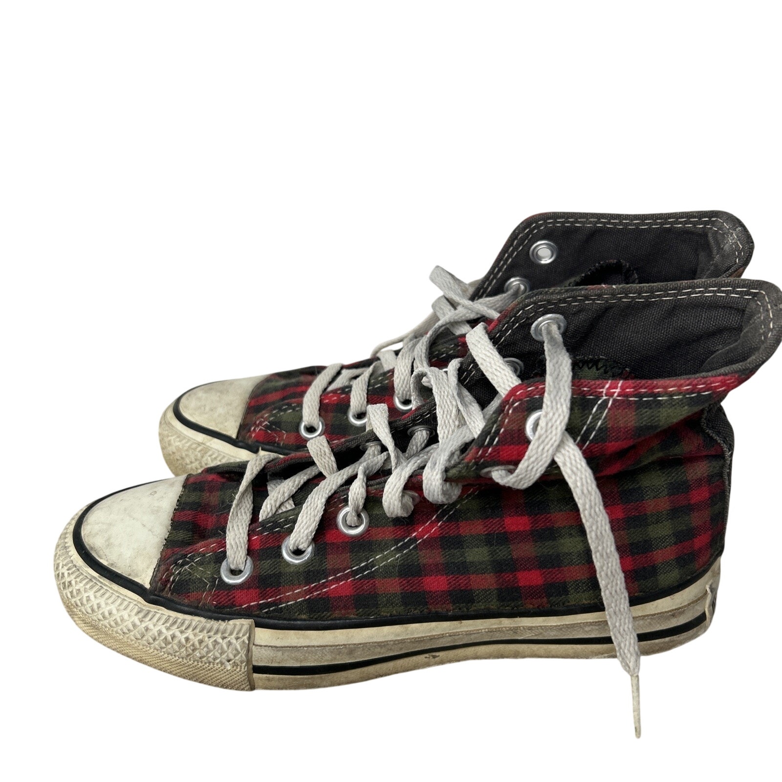 Vtg Converse Chuck Taylor Christmas High Top Shoes Red Green Plaid Mens Sz 3